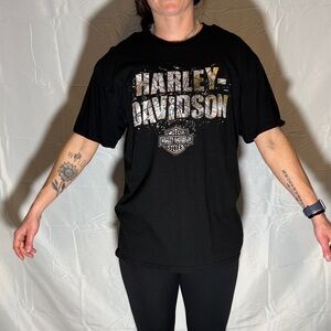 Harley-Davidson Black Short Sleeve Tee with Distressed Logo